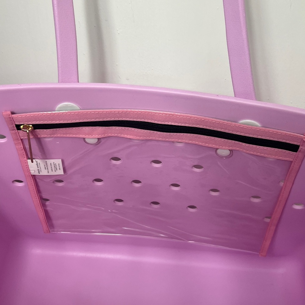 SIMPLY SOUTHERN SOLID ALLIUM PINK BEACH WATERPROOF WASHABLE LARGE TOTE BAG, NWT - Picture 7 of 13